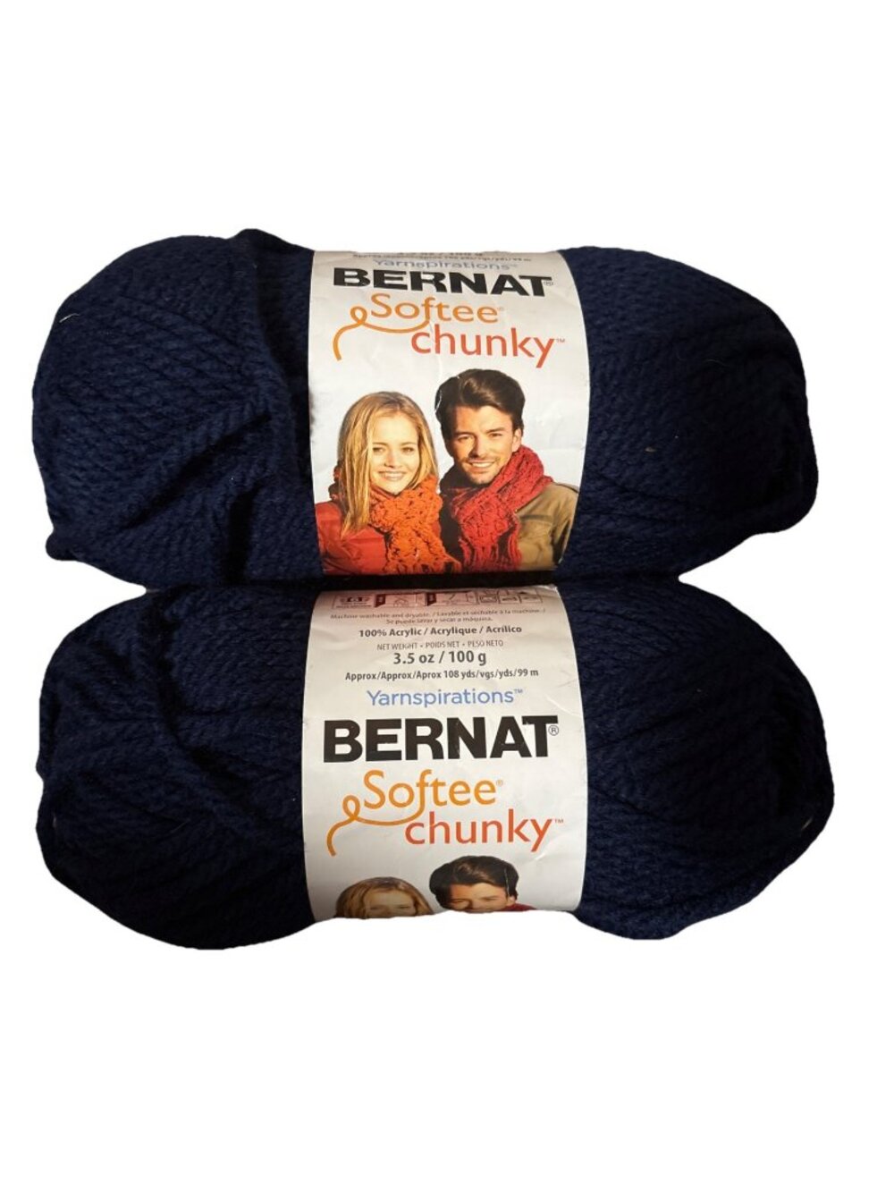 *2 Skeins BERNAT SOFTEE CHUNKY Yarn Navy Night Blue Super Bulky 108 Yards Each
